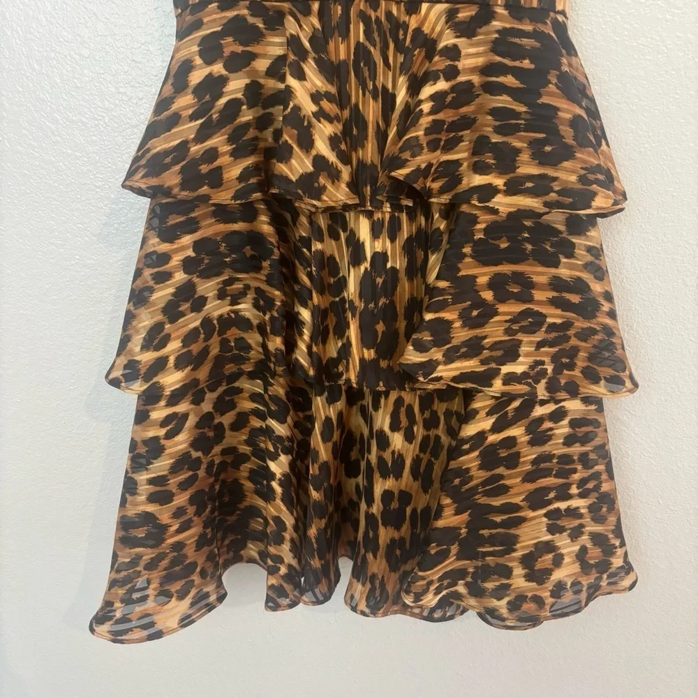 Milly Minis Leopard Print Tiered Ruffle Dress Girls Size 7/8